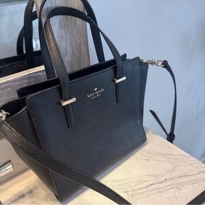 kate spade Black Saffiano Leather Satchel with Gold Hardware